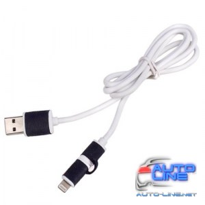 Кабель PULSO USB - Micro USB/Apple 1m black (круглый) (CP-001BK)